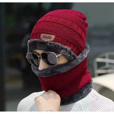 WINTER WOOL CAP WITH NECK WARMER