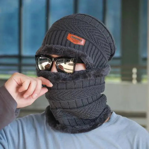 WINTER WOOL CAP WITH NECK WARMER