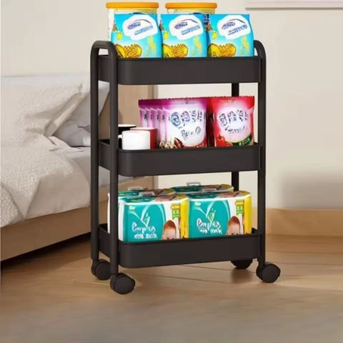 3 LAYER WIDE TROLLEY PLASTIC AND STAINLESS STEEL