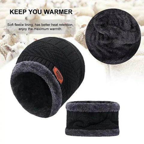 WINTER WOOL CAP WITH NECK WARMER