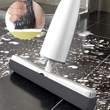 Sponge Mop for Floor Cleaning, Adjustable Handle Automatic Self-Wringing Easy Clean Roller, Hands-Free Squeezing Wet & Dry Roller Mop
