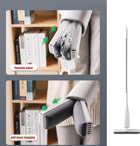 Sponge Mop for Floor Cleaning, Adjustable Handle Automatic Self-Wringing Easy Clean Roller, Hands-Free Squeezing Wet & Dry Roller Mop