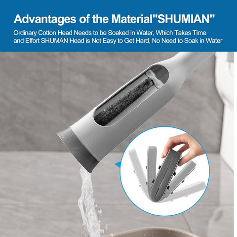 Sponge Mop for Floor Cleaning, Adjustable Handle Automatic Self-Wringing Easy Clean Roller, Hands-Free Squeezing Wet & Dry Roller Mop