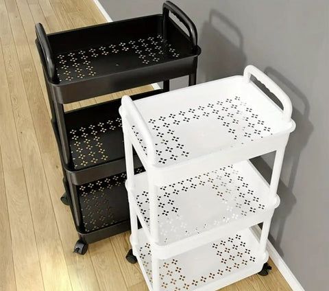 3 LAYER WIDE TROLLEY PLASTIC AND STAINLESS STEEL