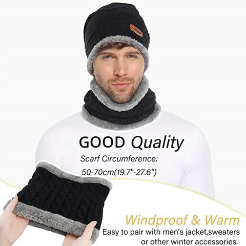 WINTER WOOL CAP WITH NECK WARMER