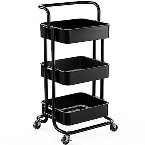 3 LAYER WIDE TROLLEY PLASTIC AND STAINLESS STEEL