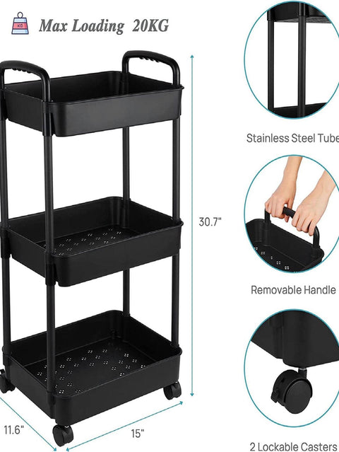 3 LAYER WIDE TROLLEY PLASTIC AND STAINLESS STEEL